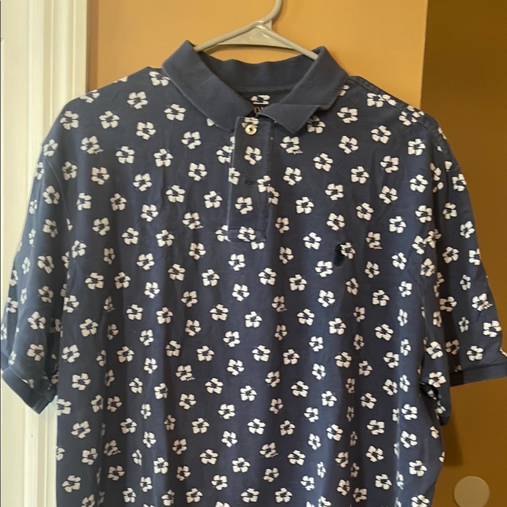 Polo by Ralph Lauren Blue and White Floral Polo Shirt